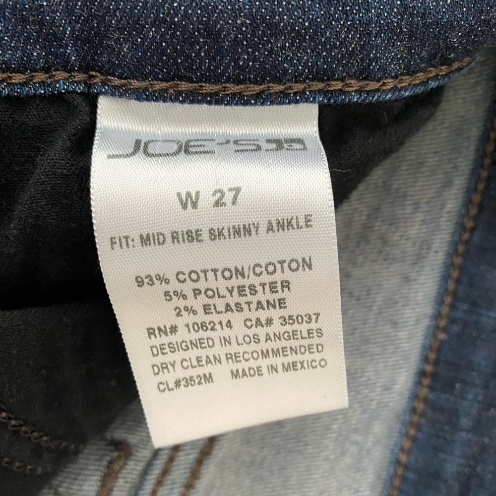 Joe’s Jeans mid rise skinny ankle jeans 27 women’s dark denim EUC riveted - Picture 10 of 10